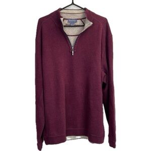 Tommy Bahama Men’s Maroon Tan Quarter-Zip Reversible Long Sleeve Sweater